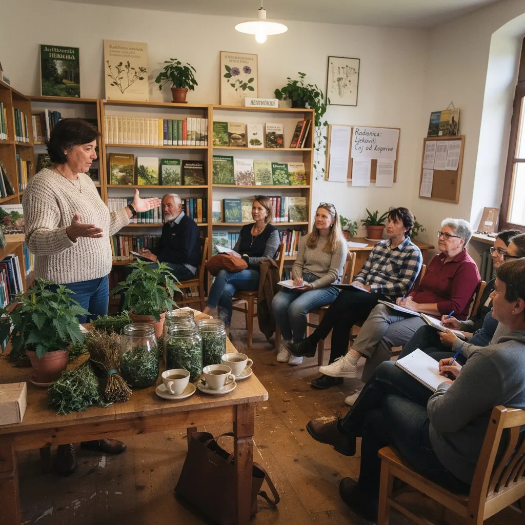 Zeleni čaj od koprive s kapljicama svježe limunove soka.